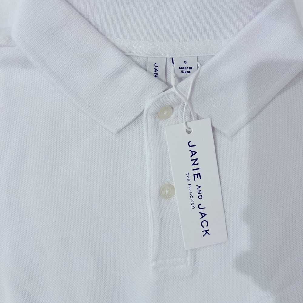 NWT Janie and Jack white polo shirt. Short sleeve